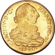 8 Escudos - Carlos IV bust of Carlos III, CAROL IV obverse image