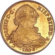 8 Escudos - Carlos IV bust of Carlos III, CAROL IIII obverse image