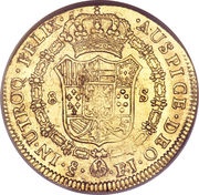 8 Escudos - Fernando VII imaginary military bust, Chile, 1808-1811 reverse image