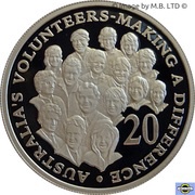 20 Cents - Elizabeth II 4th Portrait - Volunteers - Fine Silver Proof, Australia, 2003 reverse image