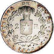 2 Reales small type, Chile, 1843-1852 reverse image