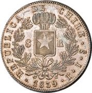 8 Reales, Chile, 1837-1849 reverse image