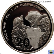 20 Cents - Elizabeth II 4th Portrait - Coming Home - End of WWII - Fine Silver Proof, Australia, 2005 reverse image