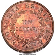 1 Centavo Thick Planchet, Chile, 1835 reverse image