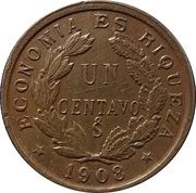 1 Centavo, Chile, 1904-1919 reverse image