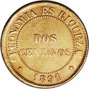 2 Centavos, Chile, 1878-1894 reverse image