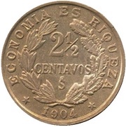 2½ Centavos, Chile, 1904-1908 reverse image