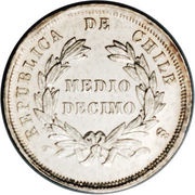 ½ Décimo, Chile, 1867-1881 reverse image