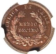 ½ Décimo Pattern, Chile, 1868 reverse image