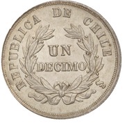 1 Décimo, Chile, 1867-1880 reverse image