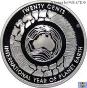 20 Cents - Elizabeth II 4th Portrait - International Year of Planet Earth - Fine Silver Proof, Australia, 2008 reverse image