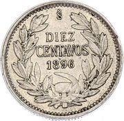 10 Centavos No number on obverse; silver .835, Chile, 1896 reverse image
