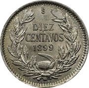 10 Centavos 0.5 on obverse; silver .500, Chile, 1899-1907 reverse image