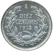 10 Centavos No number on obverse; billon .400 reverse image