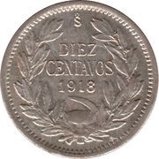 10 Centavos 0.45 on obverse; billon .450 reverse image