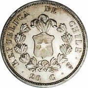 20 Centavos, Chile, 1852-1859 reverse image