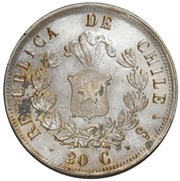 20 Centavos, Chile, 1860-1862 reverse image