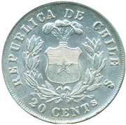 20 Centavos, Chile, 1867-1879 reverse image