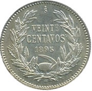 20 Centavos No number on obverse; silver .835, Chile, 1895 reverse image