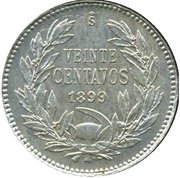 20 Centavos 0.5 on obverse; silver .500, Chile, 1899-1907 reverse image
