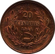 20 Centavos Pattern, Chile, 1941 reverse image