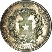 50 Centavos, Chile, 1862-1867 reverse image