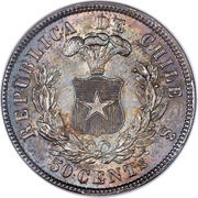 50 Centavos, Chile, 1867-1874 reverse image