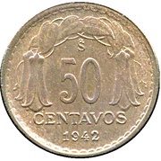 50 Centavos, Chile, 1942 reverse image