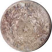 1 Peso, Chile, 1853-1862 reverse image
