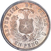 1 Peso, Chile, 1867-1891 reverse image