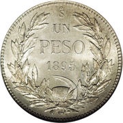 1 Peso, Chile, 1895-1897 reverse image