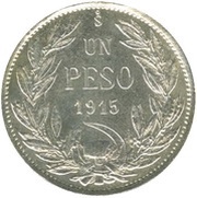 1 Peso, Chile, 1915-1917 reverse image