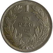1 Peso, Chile, 1927 reverse image