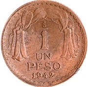 1 Peso, Chile, 1942-1954 reverse image