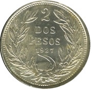 2 Pesos, Chile, 1927 reverse image