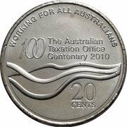 20 Cents - Elizabeth II 4th Portrait - Centenary of the Taxation Office, Australia, 2010 reverse image