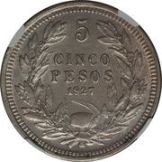 5 Pesos Pattern, Chile, 1927 reverse image