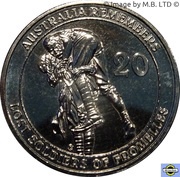20 Cents - Elizabeth II 4th Portrait - Lost Soldiers of Fromelles, Australia, 2010 reverse image