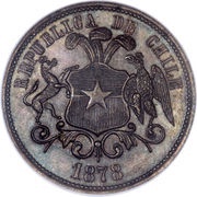 10 Pesos, Chile, 1878 reverse image