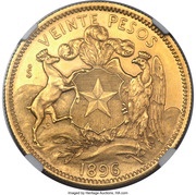 20 Pesos, Chile, 1896-1917 reverse image