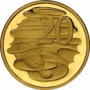 20 Cents - Elizabeth II 5th Portrait - Gottwald Proof Gold, Australia, 2010 reverse image