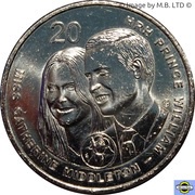 20 Cents - Elizabeth II 4th Portrait - William and Kate Royal Wedding reverse image