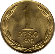 1 Peso large issue, Chile, 1978-1979 reverse image