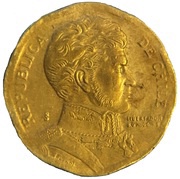 1 Peso Struck on 5 Pesos planchet obverse image