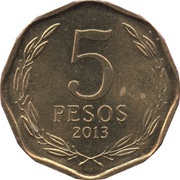 5 Pesos reverse image