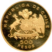 500 Pesos 3rd Anniversary of Chile's Liberation obverse image