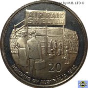20 Cents - Elizabeth II 4th Portrait - Shores Under Siege - Air raid Shelter, Australia, 2012 reverse image