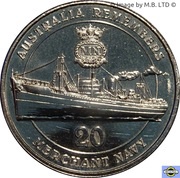20 Cents - Elizabeth II 4th Portrait - Merchant Navy, Australia, 2012 reverse image