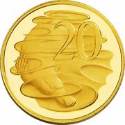 20 Cents - Elizabeth II 4th Portrait - Australian Miniature Money Gold Proof, Australia, 2012 reverse image