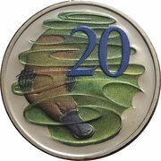 20 Cents - Elizabeth II 4th Portrait - Hyper-Metallic Platypus, Australia, 2013 reverse image